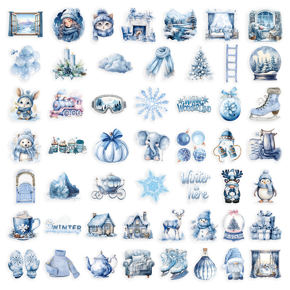 Watercolor winter stickers 50 Pcs