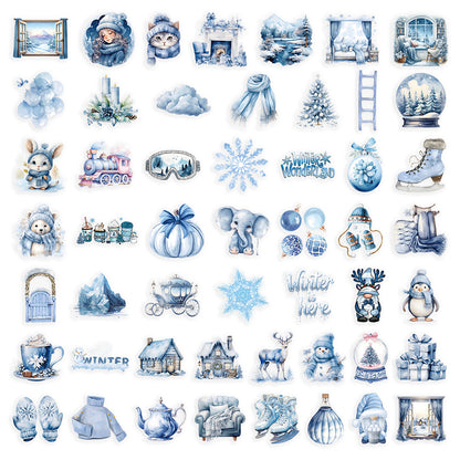 Watercolor winter stickers 50 Pcs