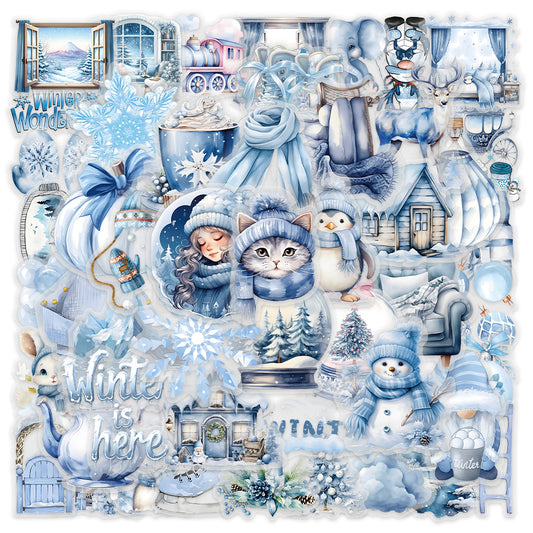 Watercolor winter stickers 50 Pcs